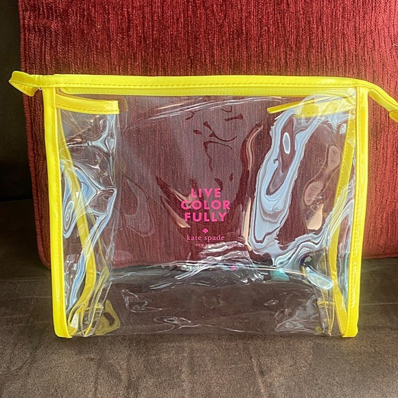 ♥️💖 NWOT Kate Spade Clear Bag for Cosmetics Stadium Festivals School Work Neon - Picture 2 of 4
